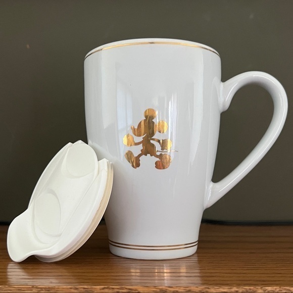 Disney Parks Porcelain Mickey Mouse Coffee Tea Mug with‎ Lid - Picture 1 of 12